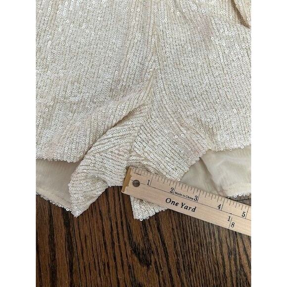 Generation Love Allegra Sequin Romper Faux Wrap Ruched Sleeve Surplice Shell M - Picture 4 of 11